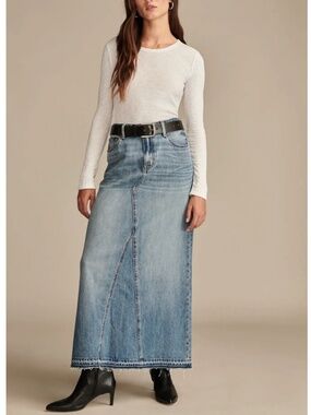 Lucky Brand Women's Denim Maxi Skirt Jean Skirt 90s Size 14/32